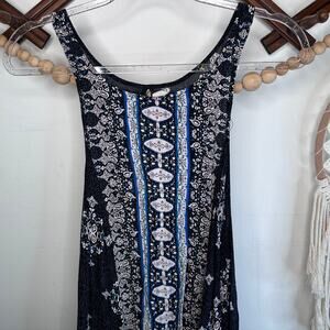 Free People Into You Black Blue Paisley Slip Mini Dress